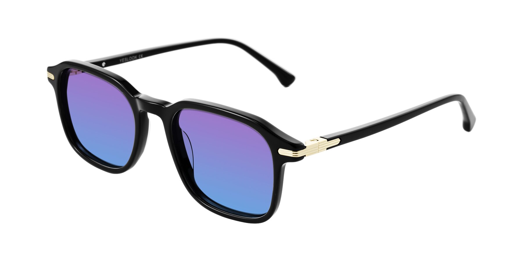 Angle of Tlaho in Black with Purple / Blue Gradient Lenses