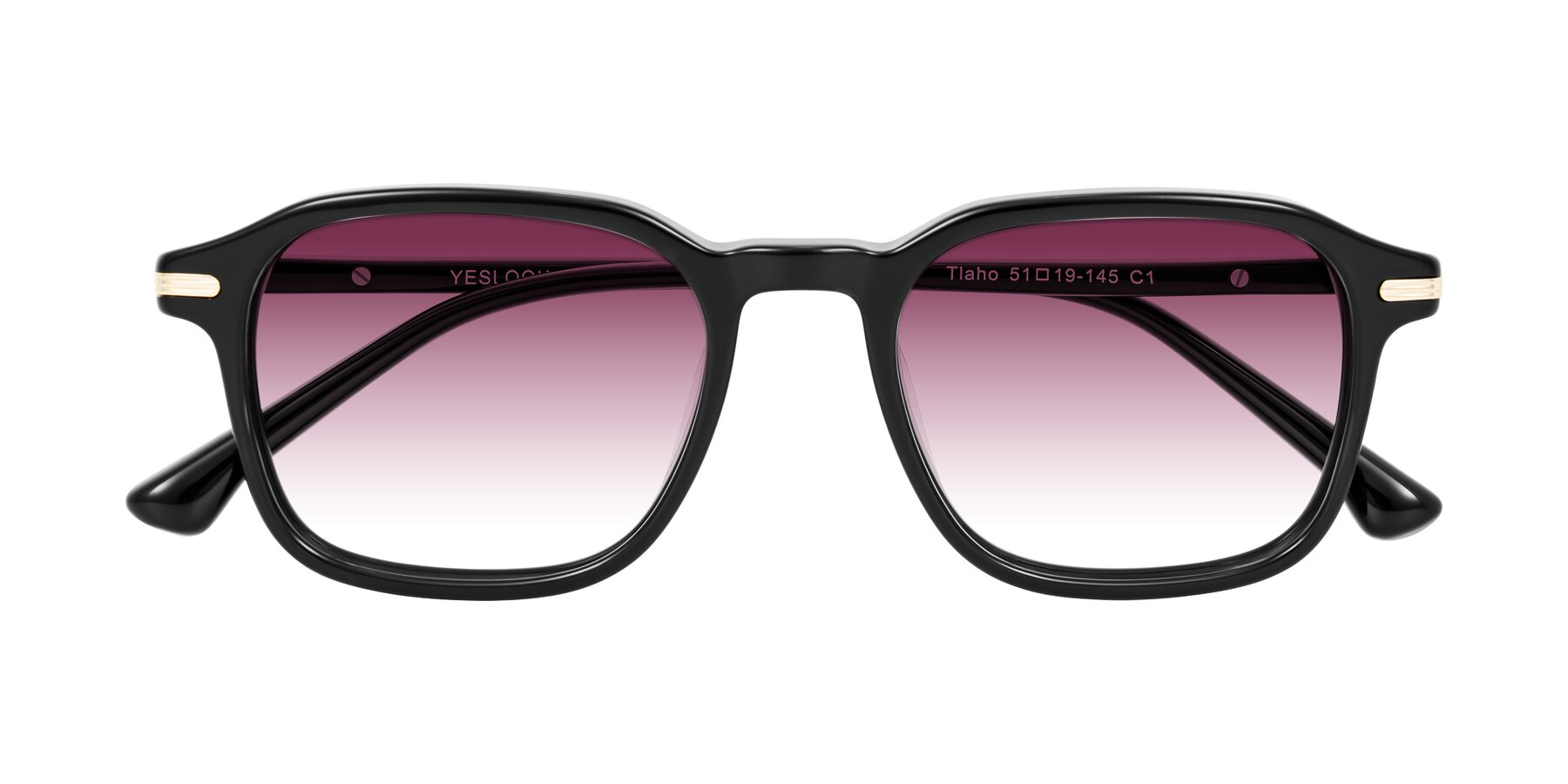 Folded Front of Tlaho in Black with Wine Gradient Lenses