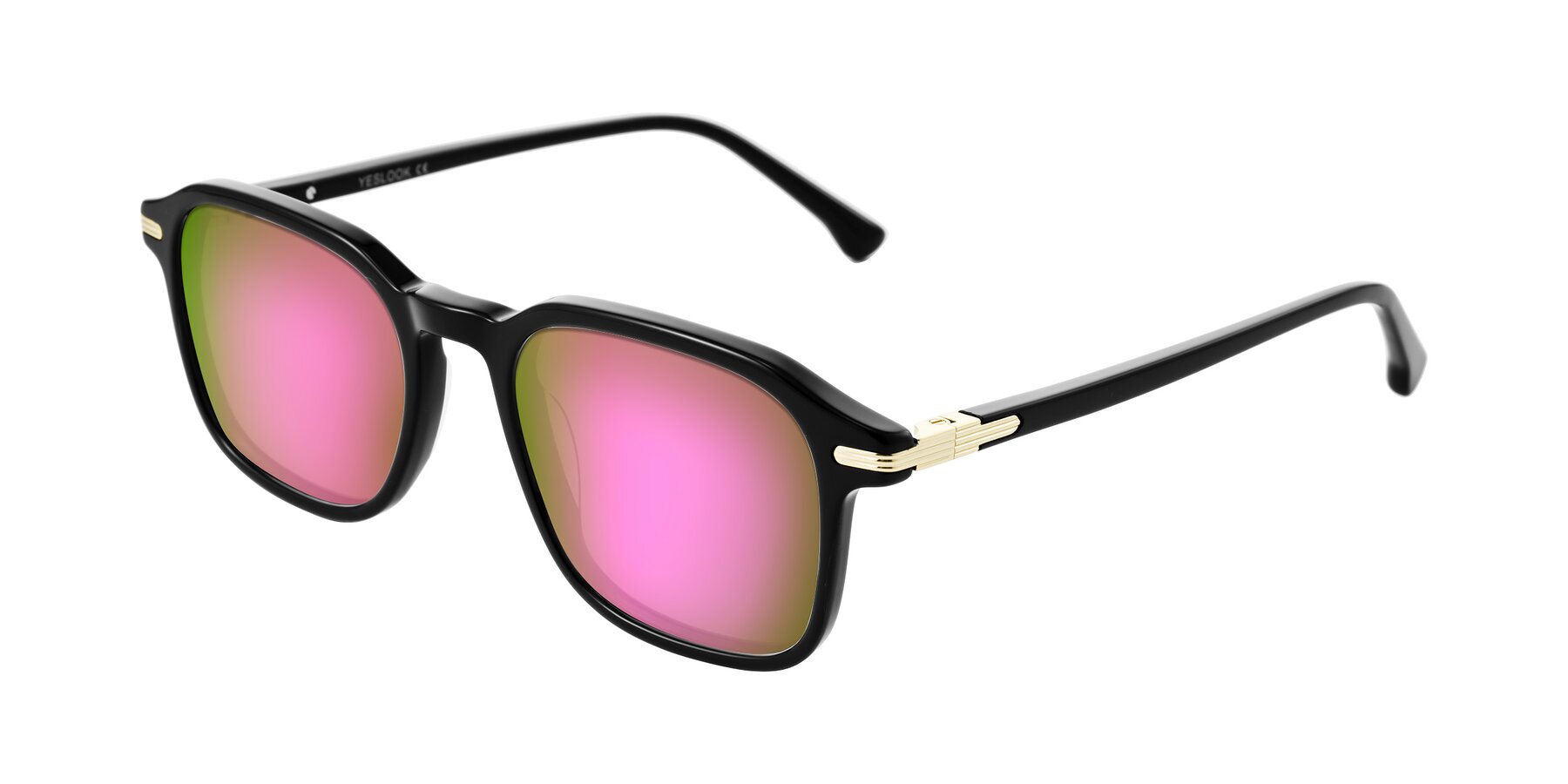 Angle of Tlaho in Black with Pink Mirrored Lenses