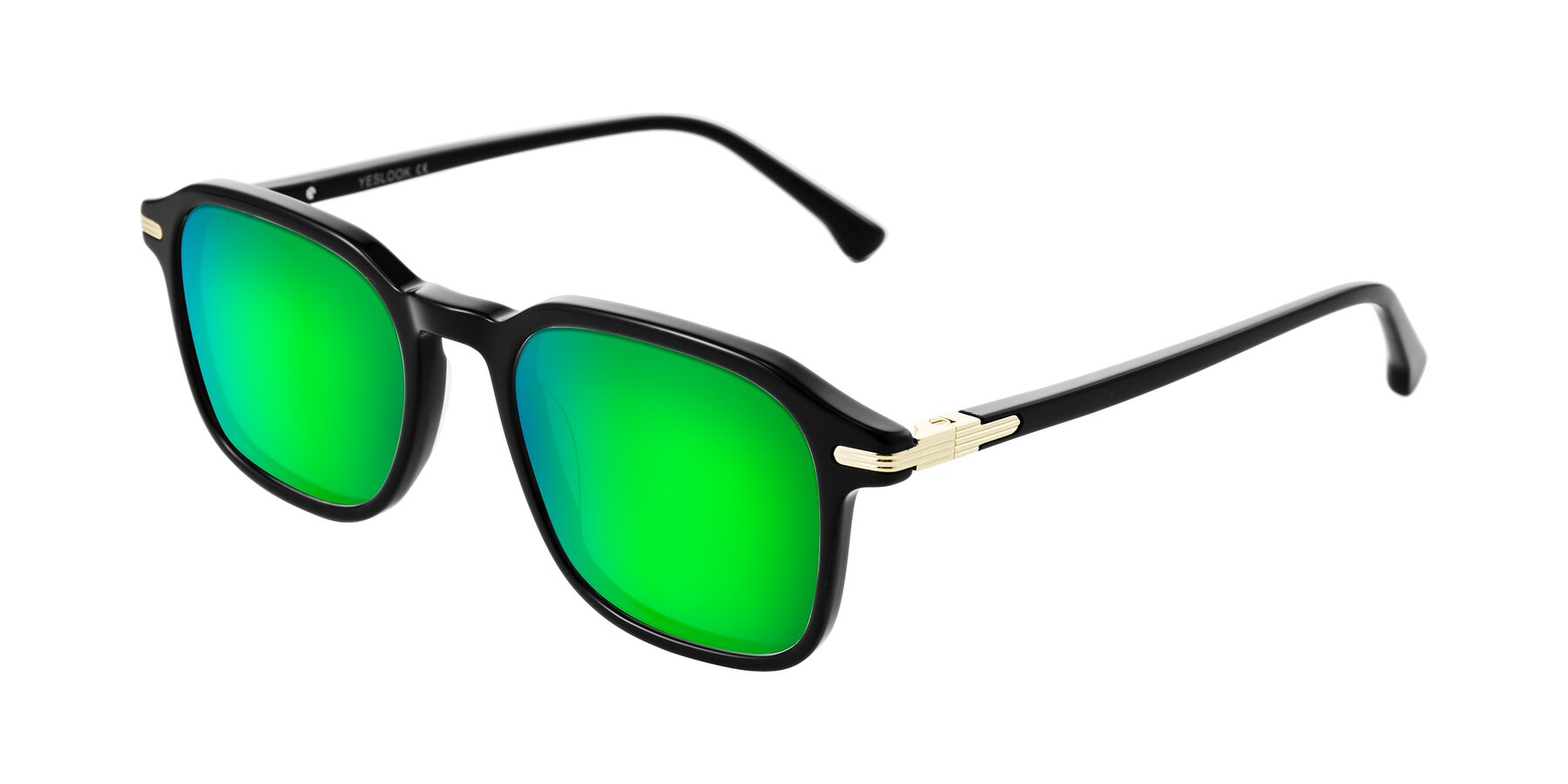 Angle of Tlaho in Black with Green Mirrored Lenses