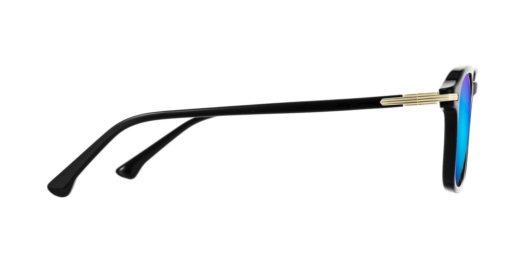 Side of Tlaho in Black with Blue Mirrored Lenses
