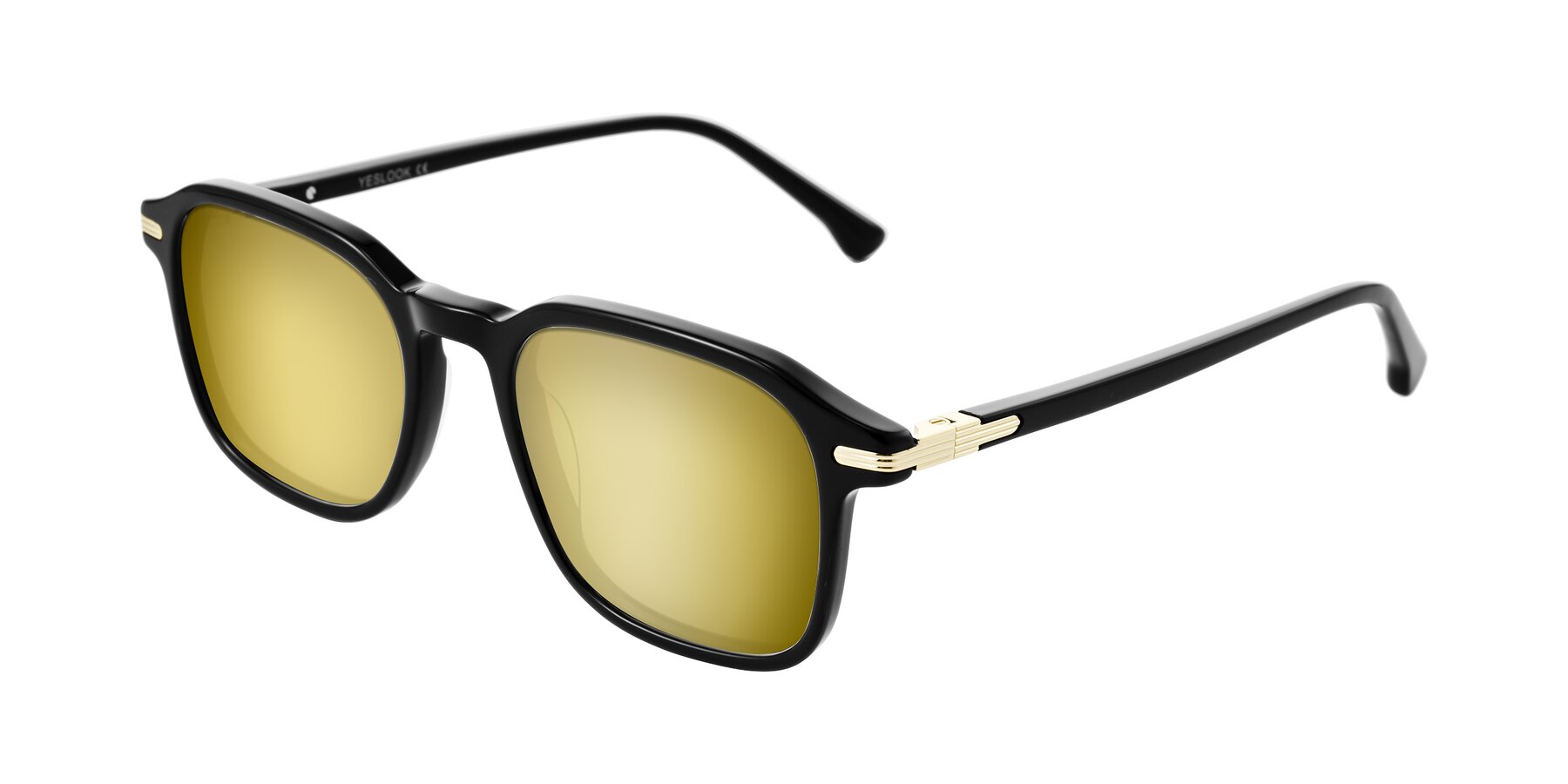 Angle of Tlaho in Black with Gold Mirrored Lenses
