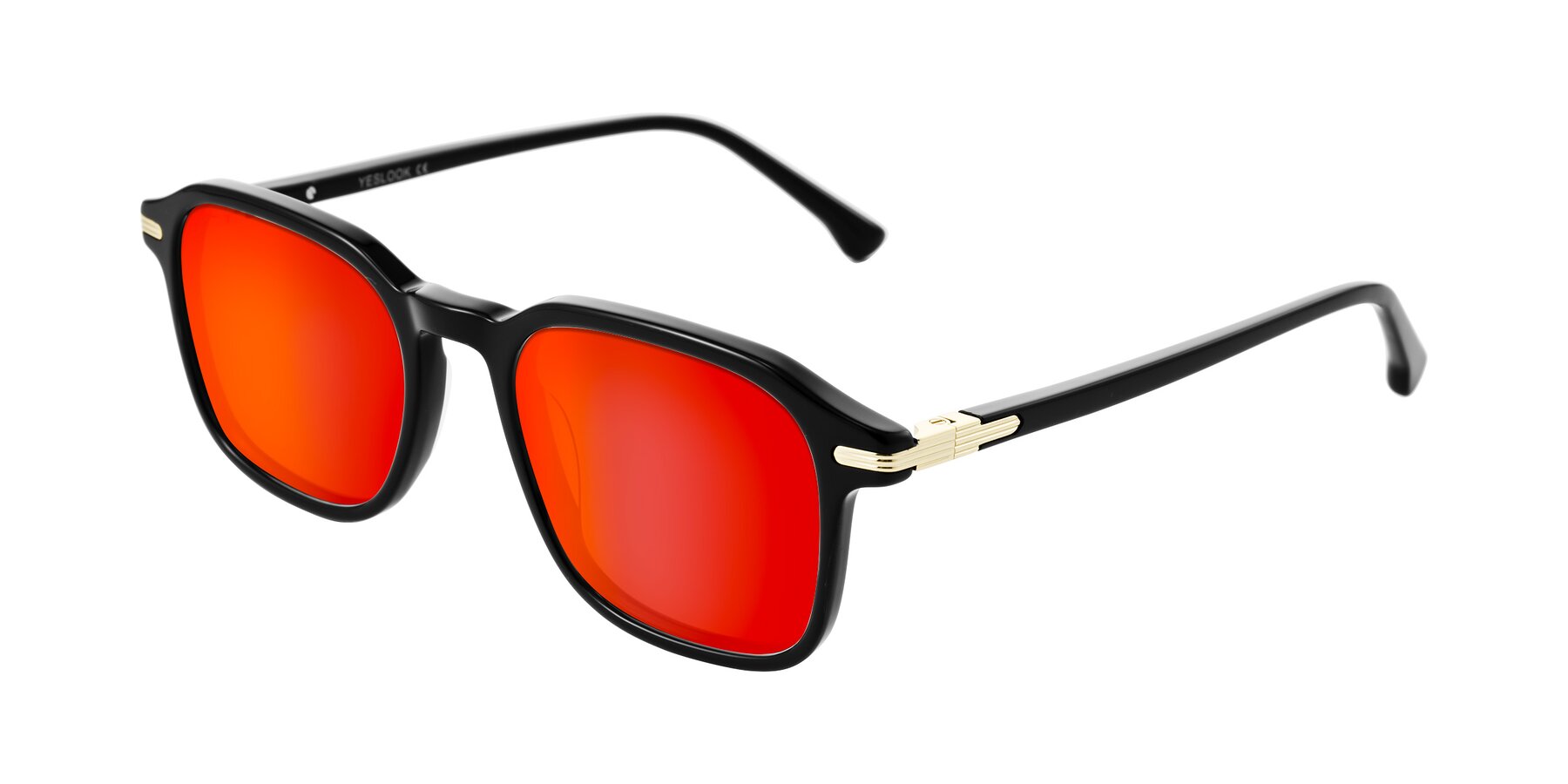 Angle of Tlaho in Black with Red Gold Mirrored Lenses