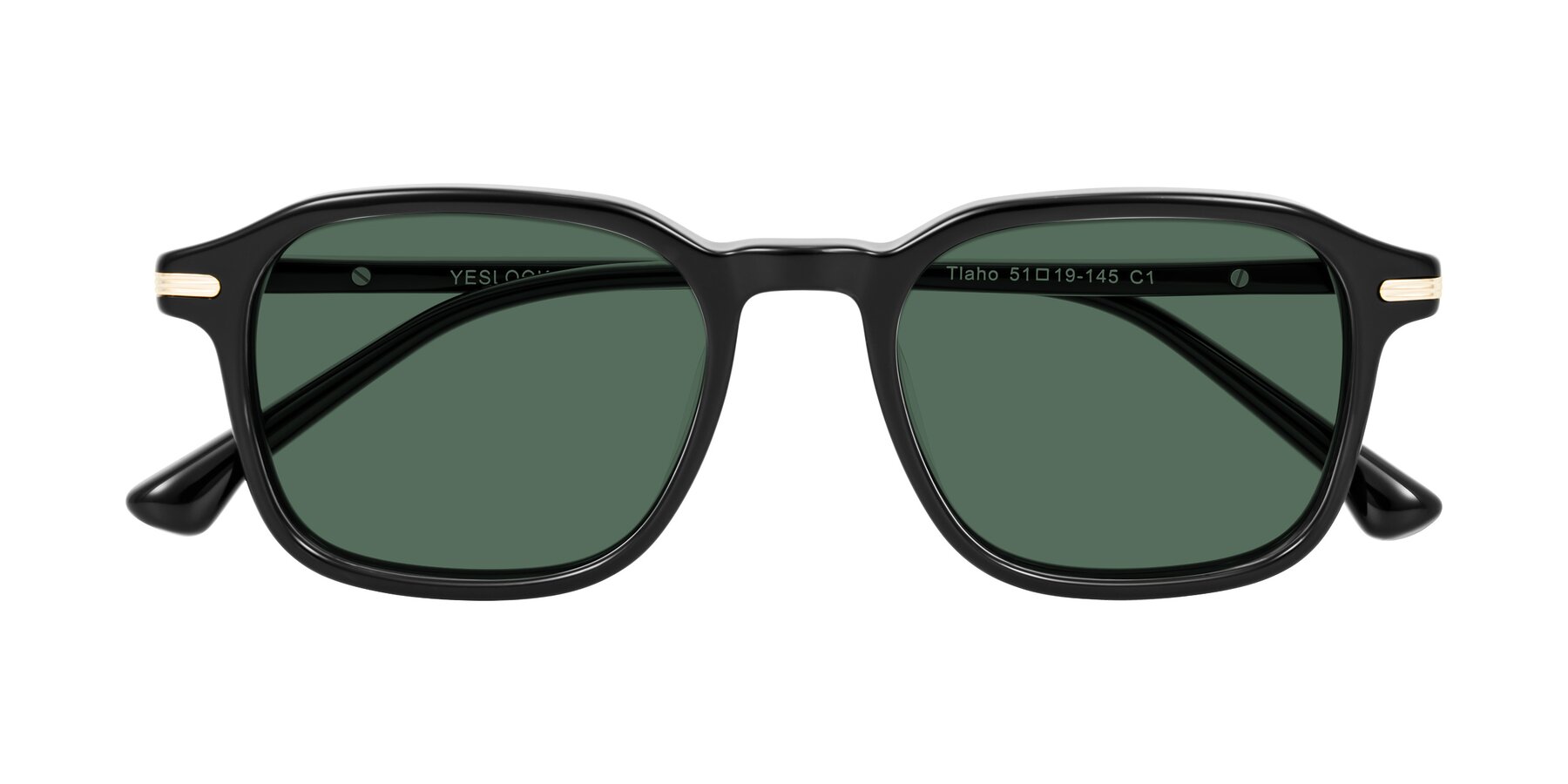 Folded Front of Tlaho in Black with Green Polarized Lenses