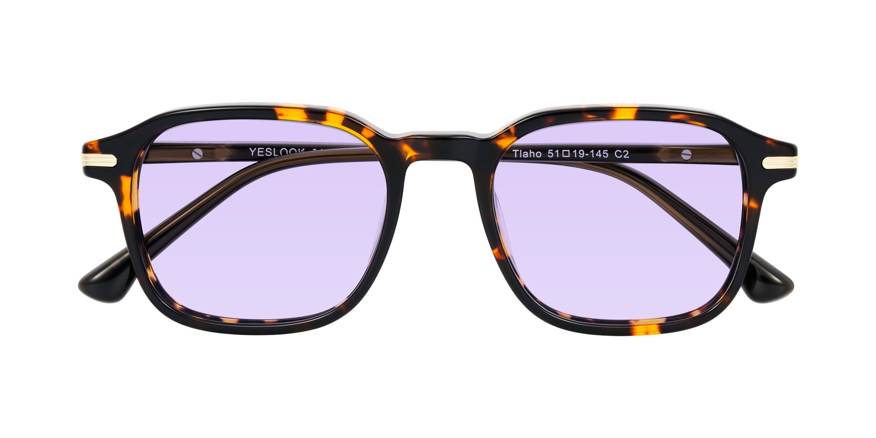 Folded Front of Tlaho in Tortoise with Light Purple Tinted Lenses