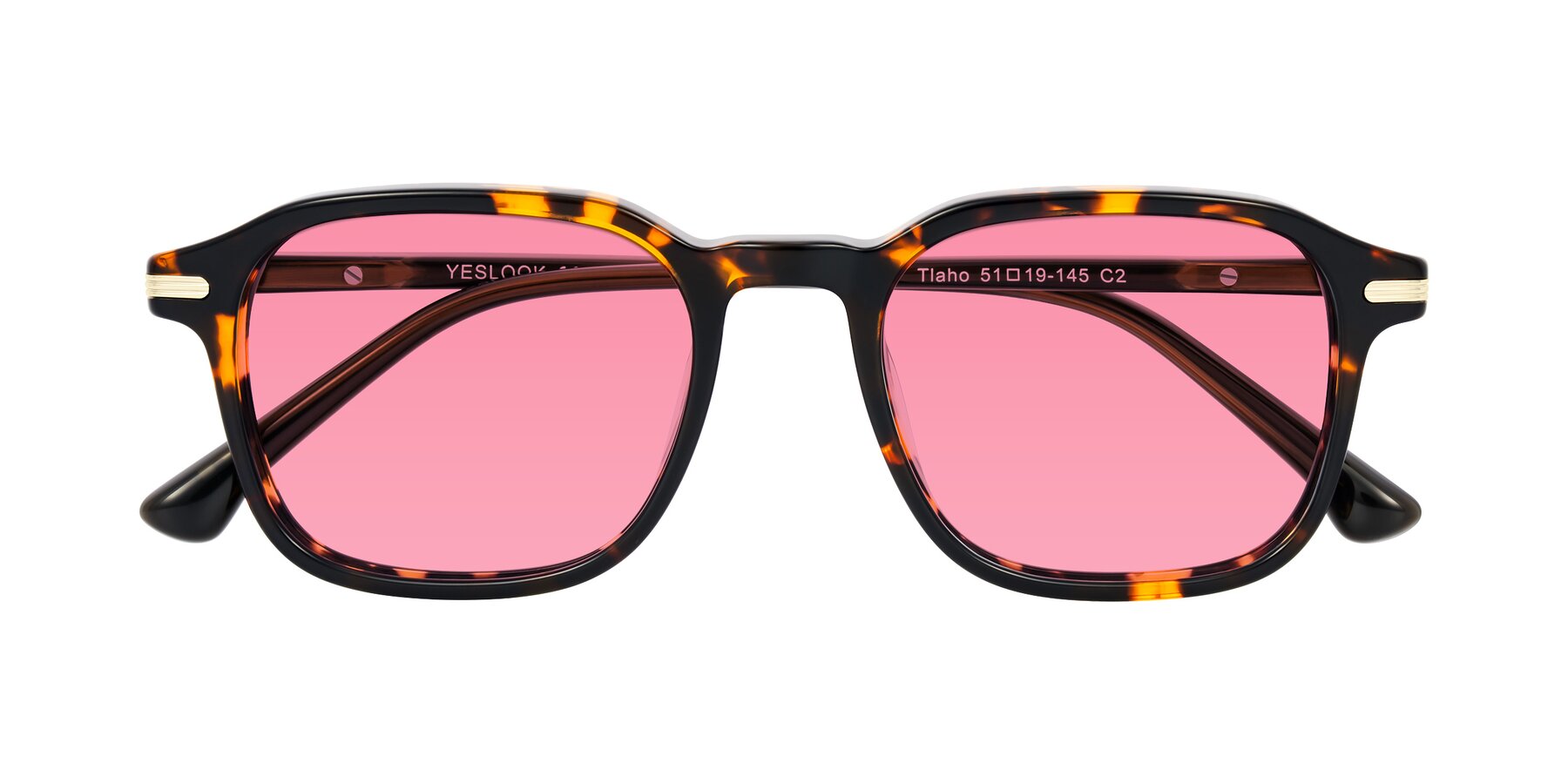 Folded Front of Tlaho in Tortoise with Pink Tinted Lenses