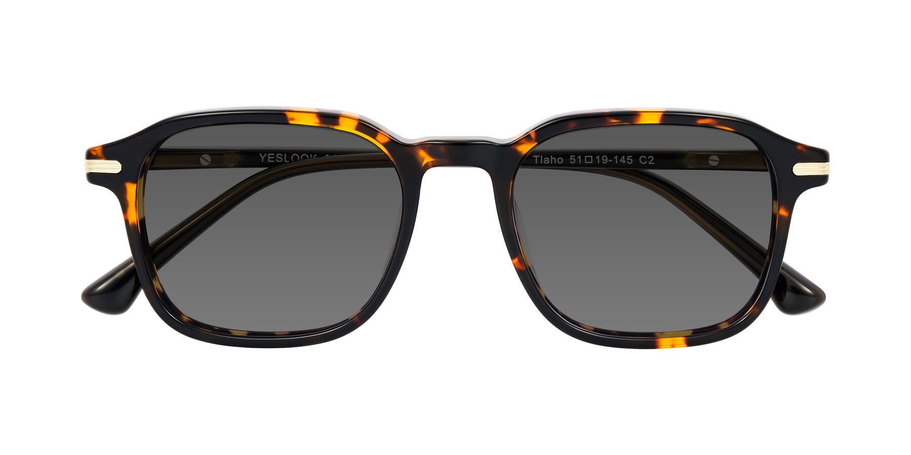 Folded Front of Tlaho in Tortoise with Medium Gray Tinted Lenses
