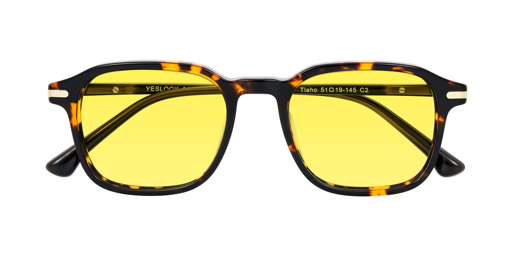 Folded Front of Tlaho in Tortoise with Medium Yellow Tinted Lenses