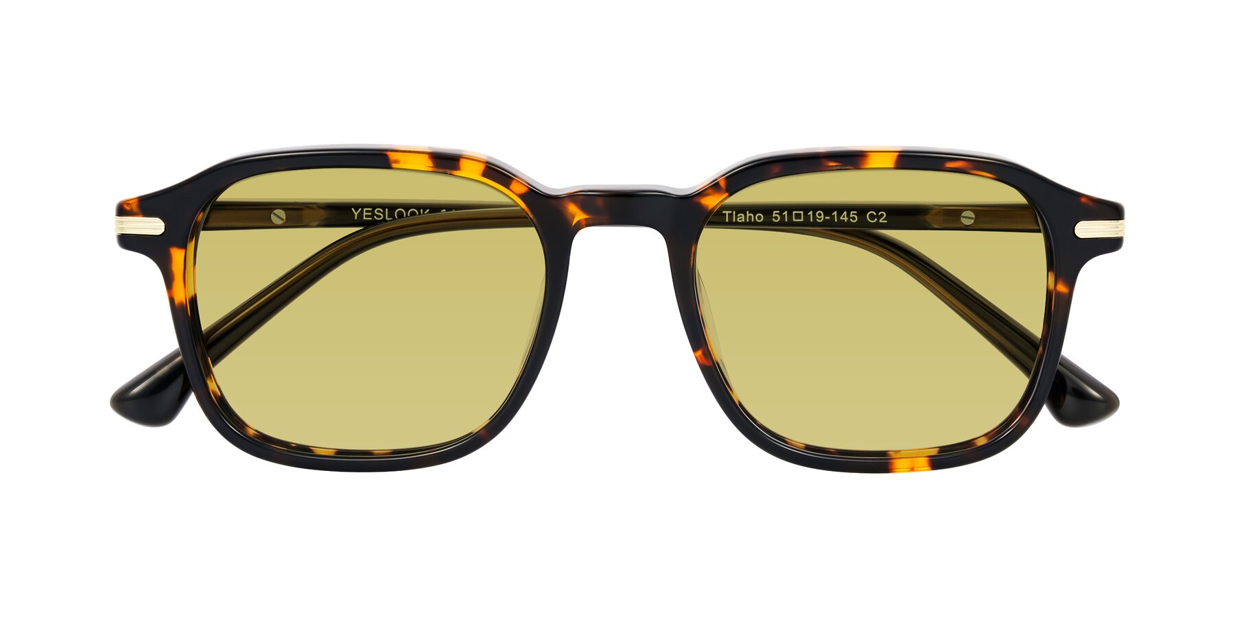 Folded Front of Tlaho in Tortoise with Medium Champagne Tinted Lenses