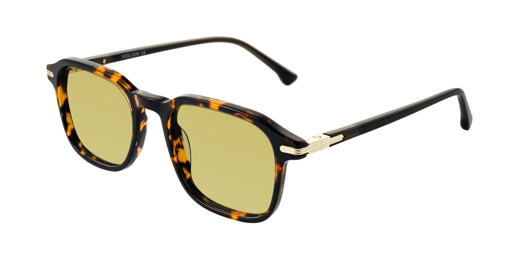 Angle of Tlaho in Tortoise with Medium Champagne Tinted Lenses
