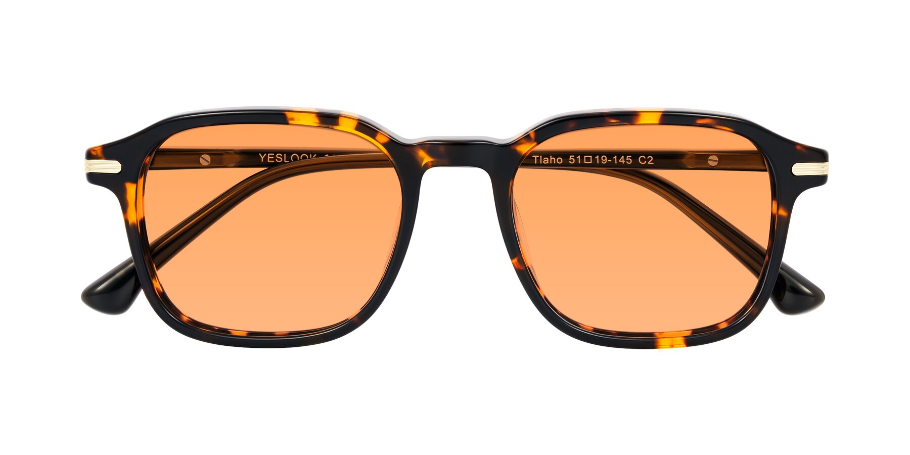 Folded Front of Tlaho in Tortoise with Medium Orange Tinted Lenses