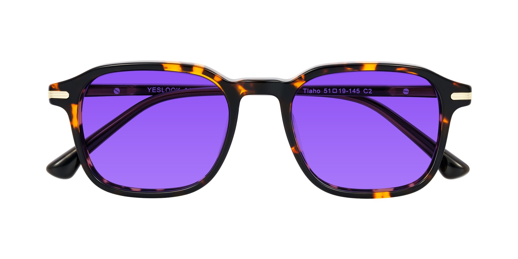 Folded Front of Tlaho in Tortoise with Purple Tinted Lenses