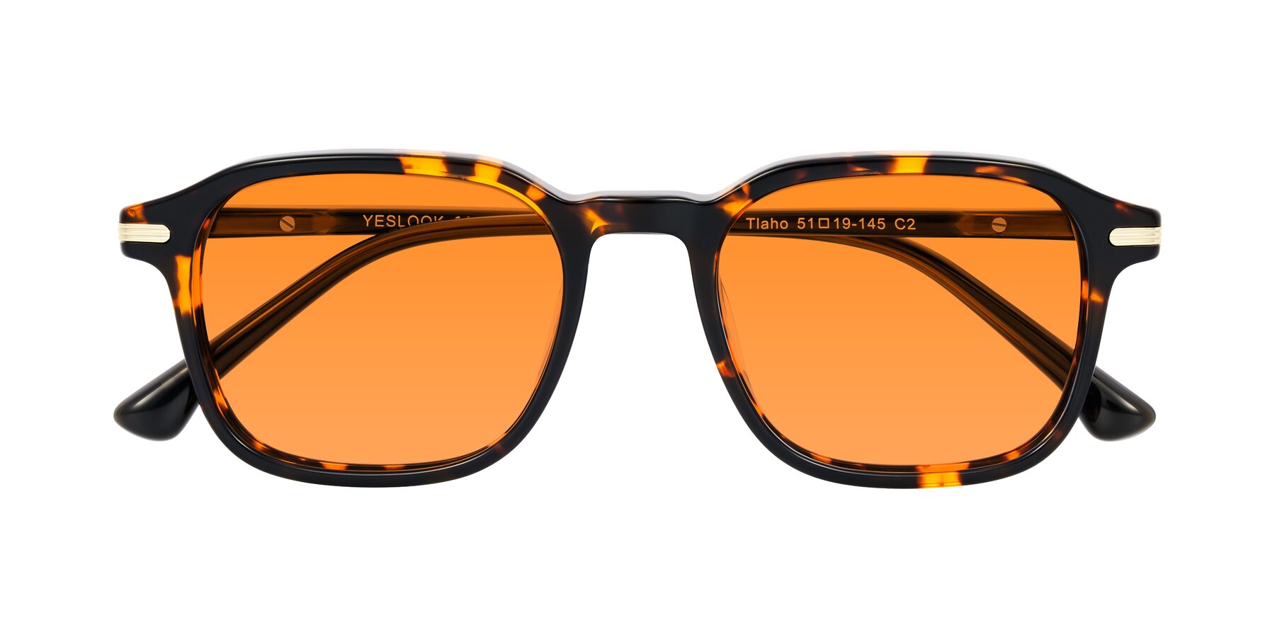 Folded Front of Tlaho in Tortoise with Orange Tinted Lenses