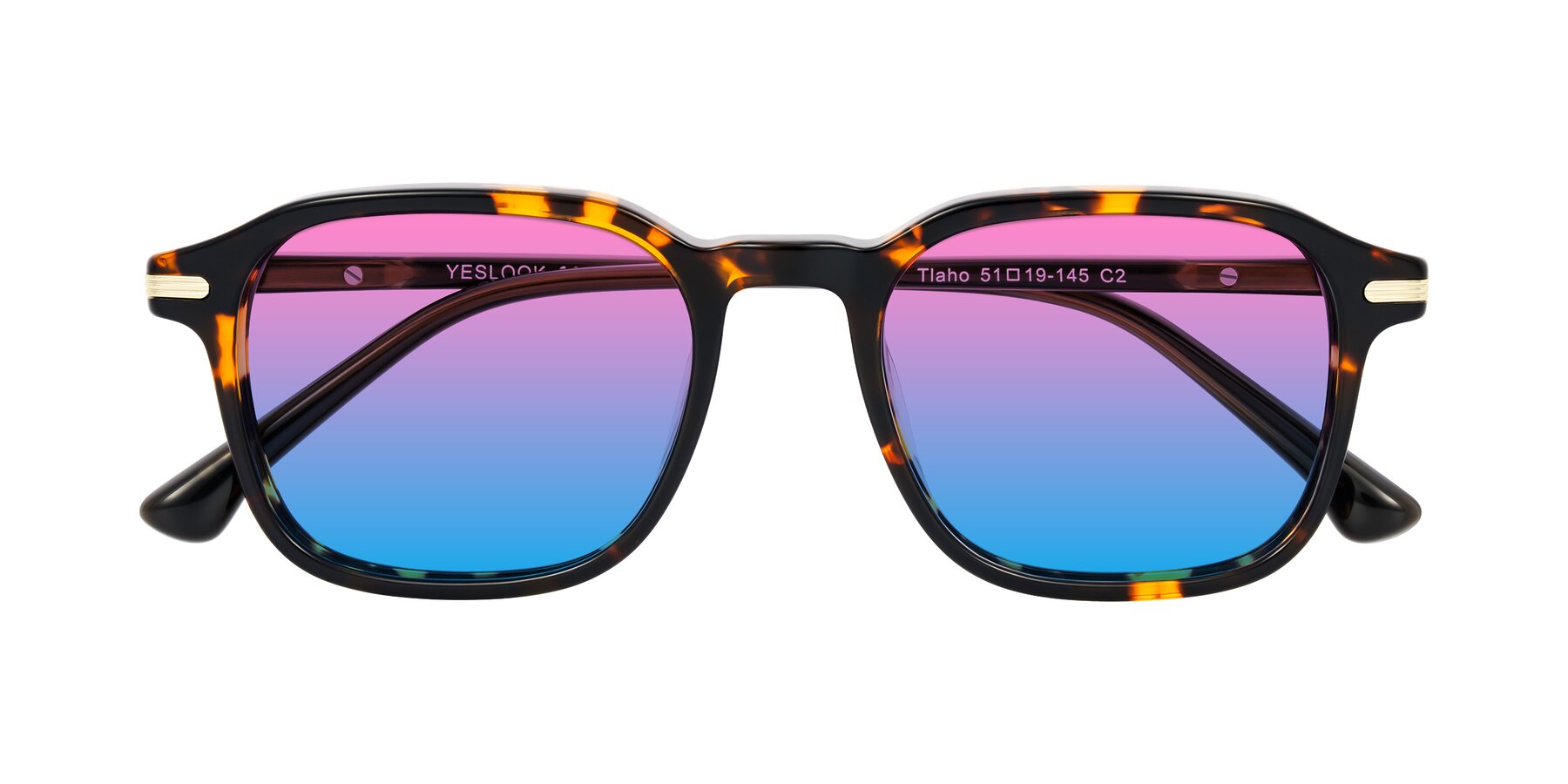 Folded Front of Tlaho in Tortoise with Pink / Blue Gradient Lenses