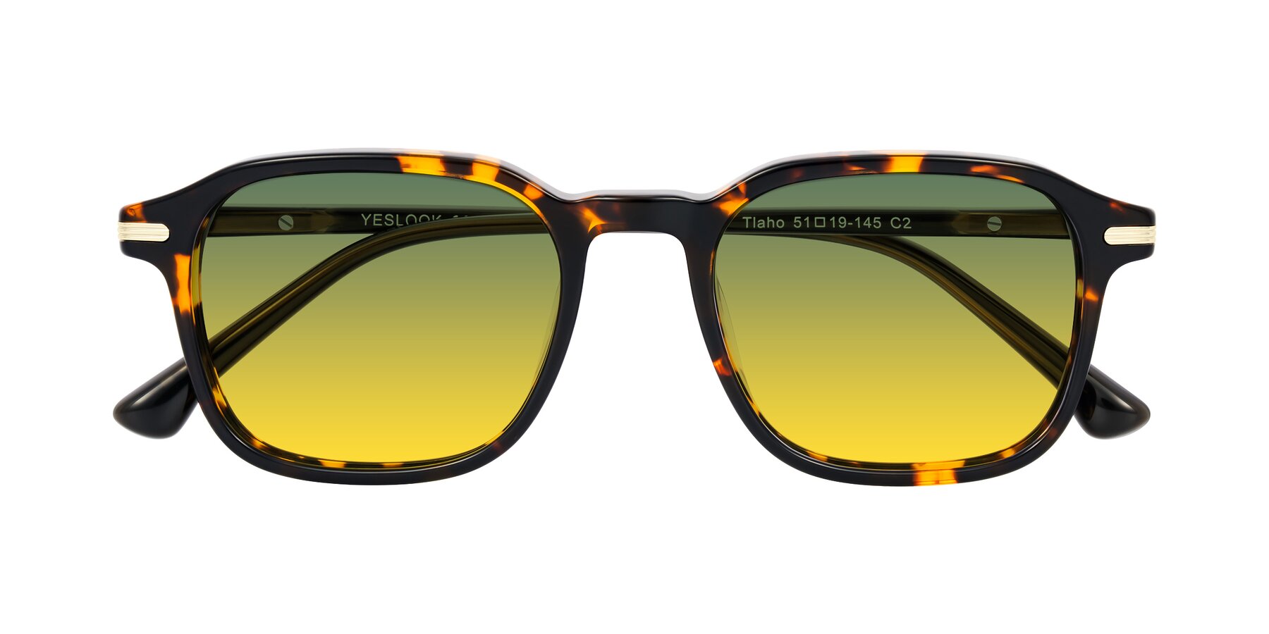 Folded Front of Tlaho in Tortoise with Green / Yellow Gradient Lenses