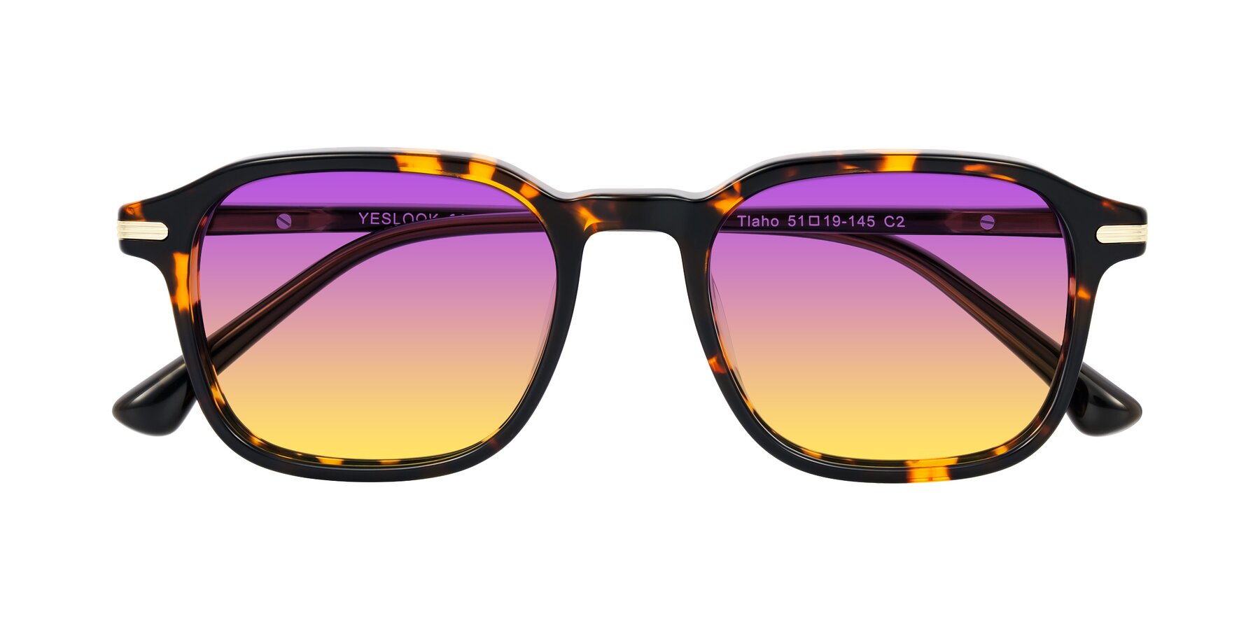 Folded Front of Tlaho in Tortoise with Purple / Yellow Gradient Lenses