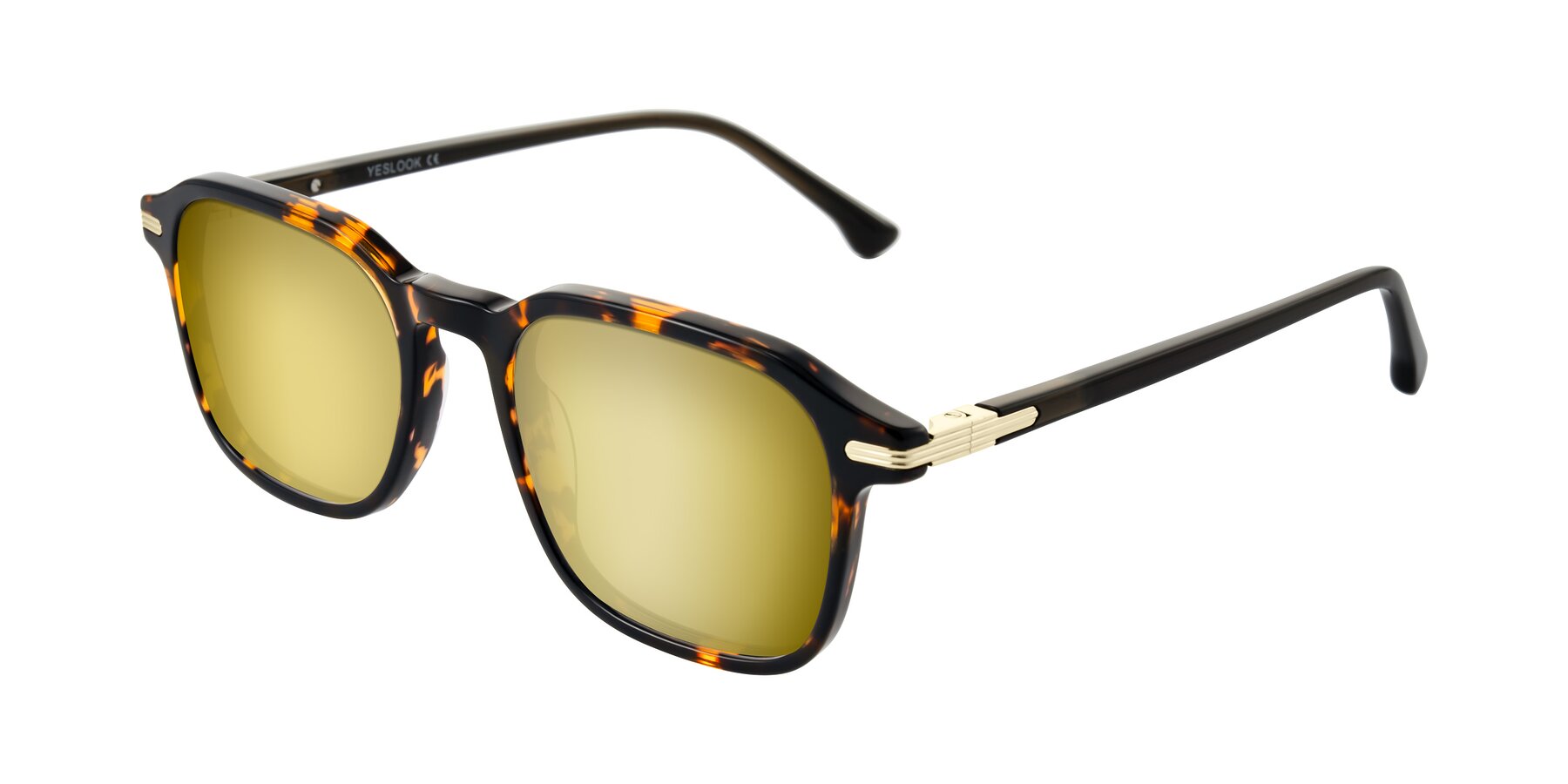 Angle of Tlaho in Tortoise with Gold Mirrored Lenses