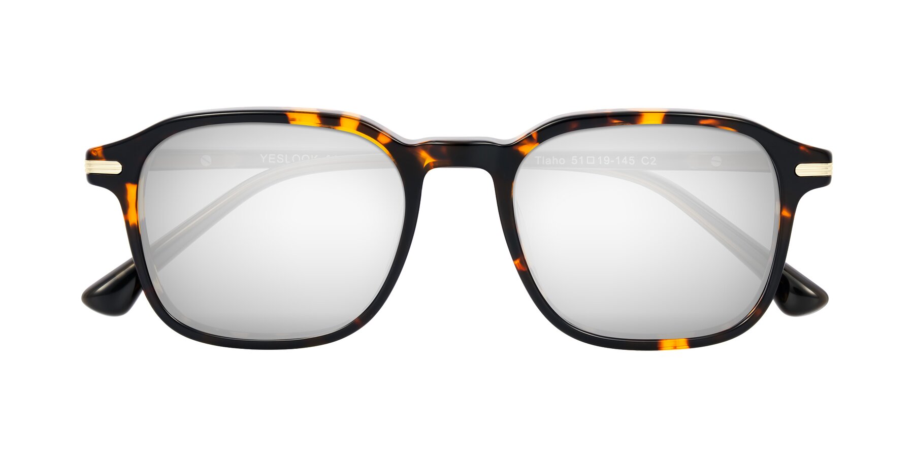 Folded Front of Tlaho in Tortoise with Silver Mirrored Lenses