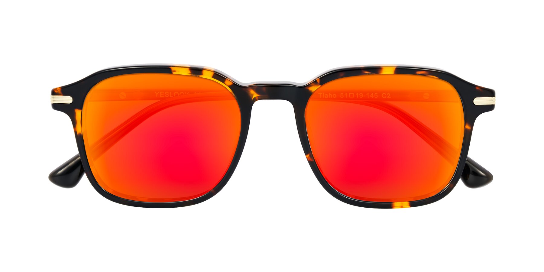 Folded Front of Tlaho in Tortoise with Red Gold Mirrored Lenses