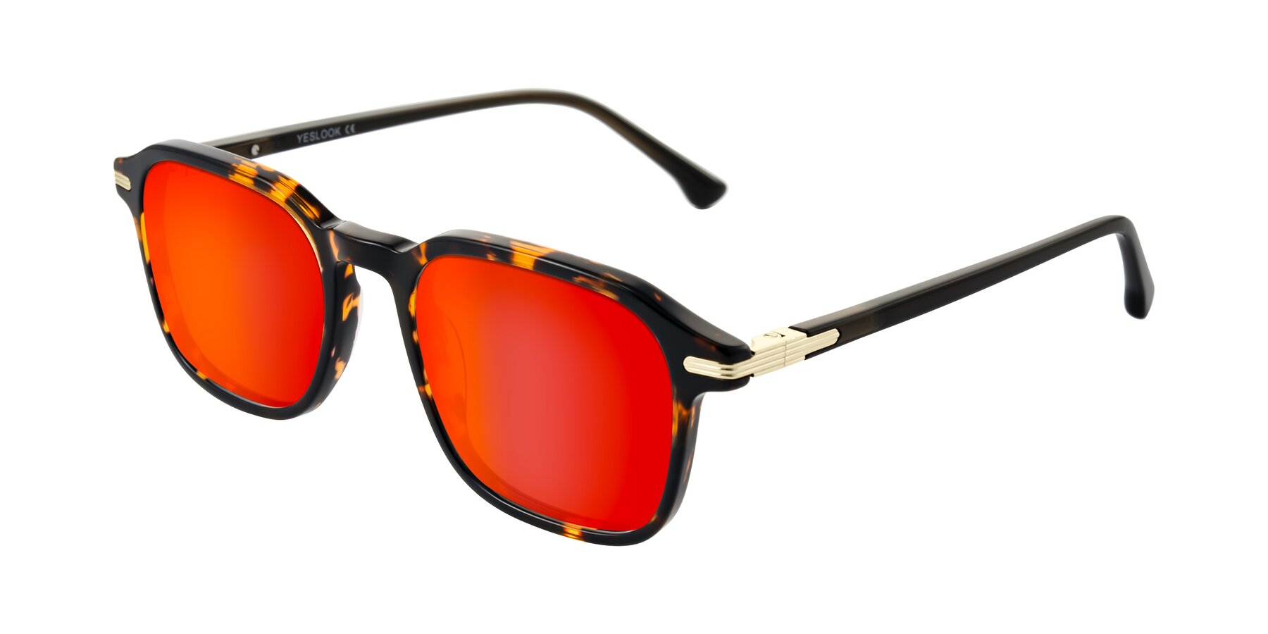 Angle of Tlaho in Tortoise with Red Gold Mirrored Lenses