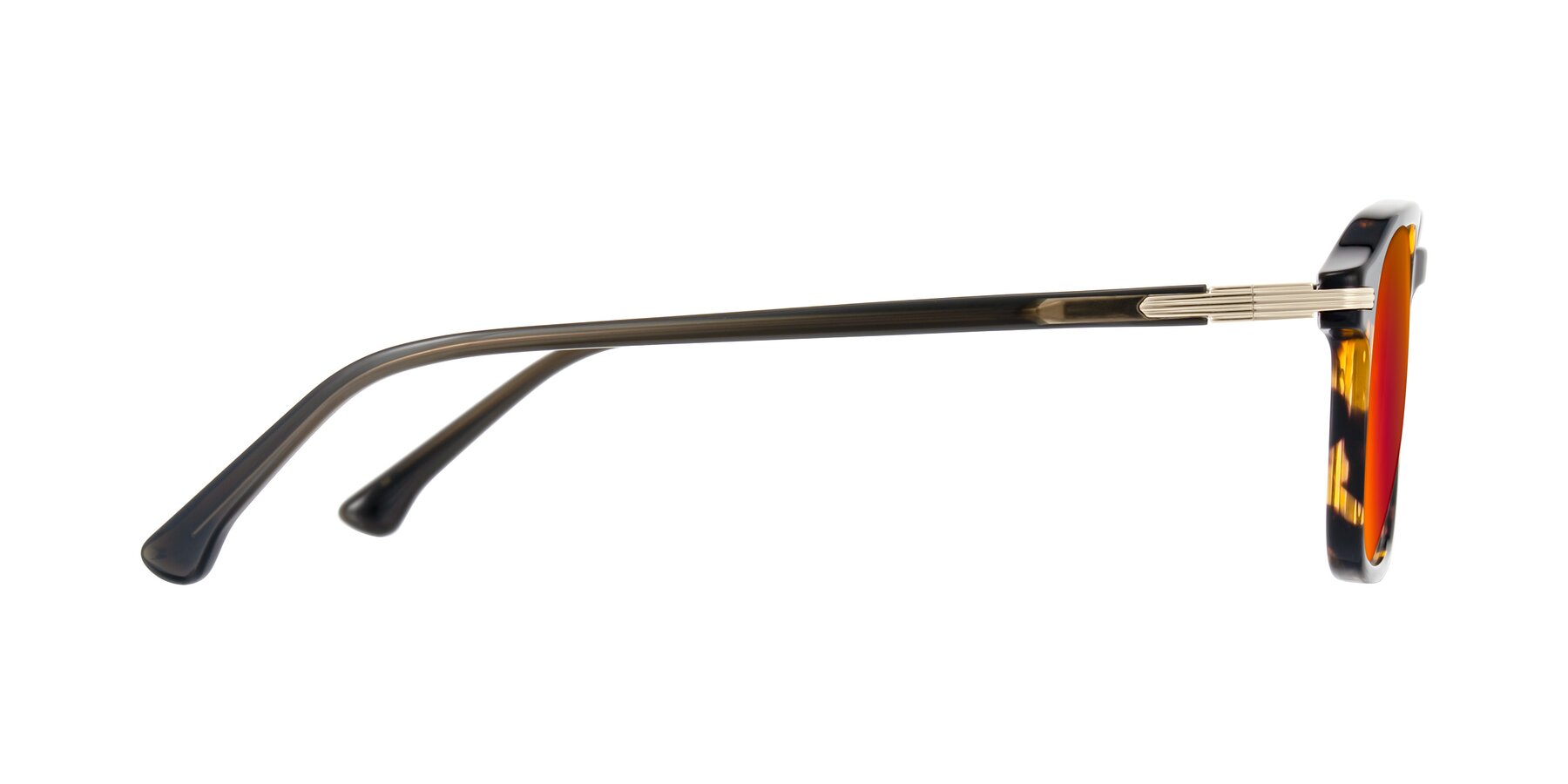 Side of Tlaho in Tortoise with Red Gold Mirrored Lenses