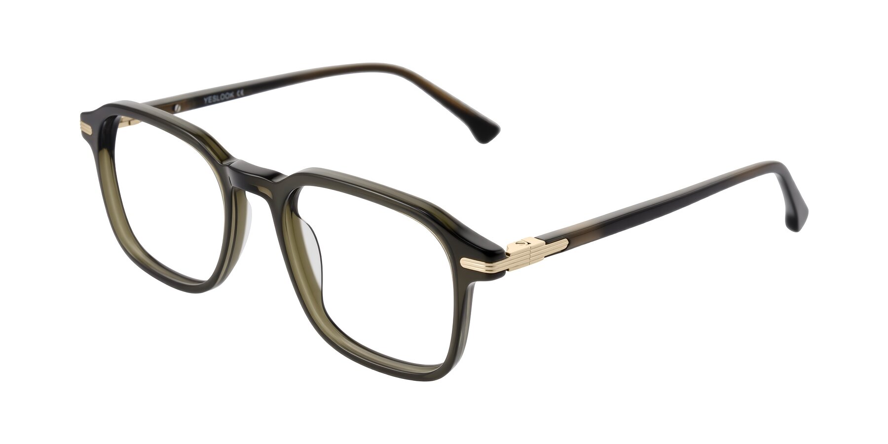 Angle of Tlaho in Dark Green with Clear Eyeglass Lenses