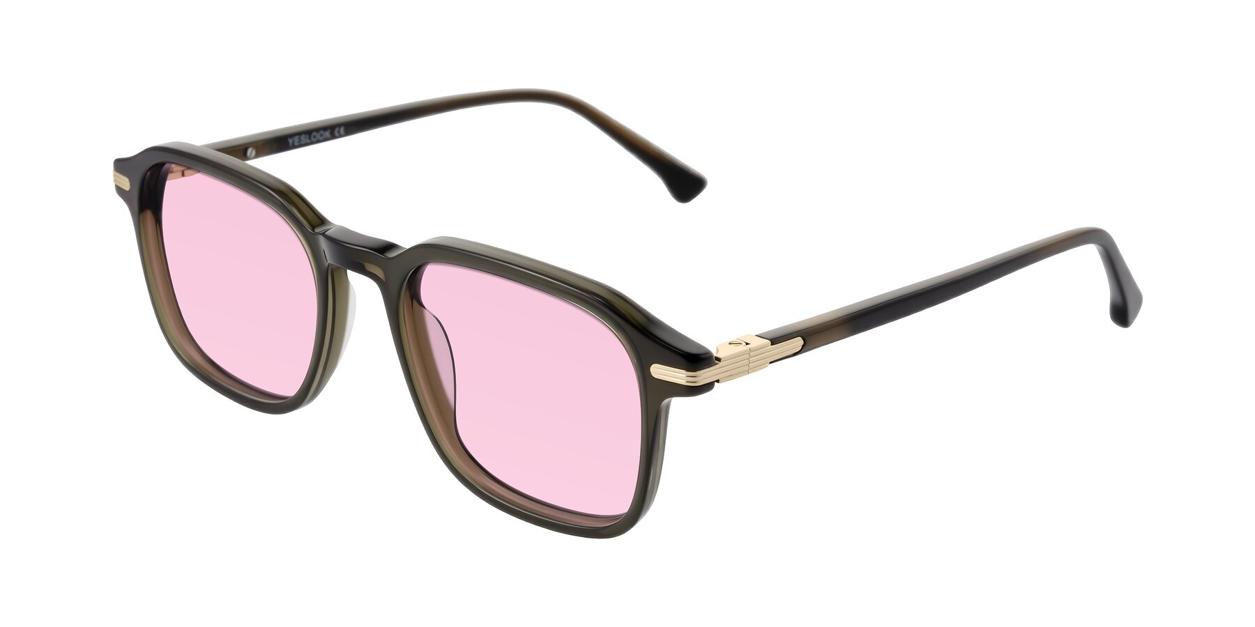 Angle of Tlaho in Dark Green with Light Pink Tinted Lenses