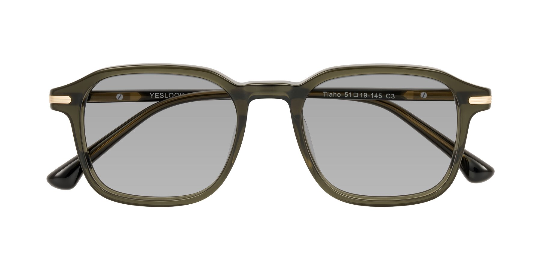 Folded Front of Tlaho in Dark Green with Light Gray Tinted Lenses