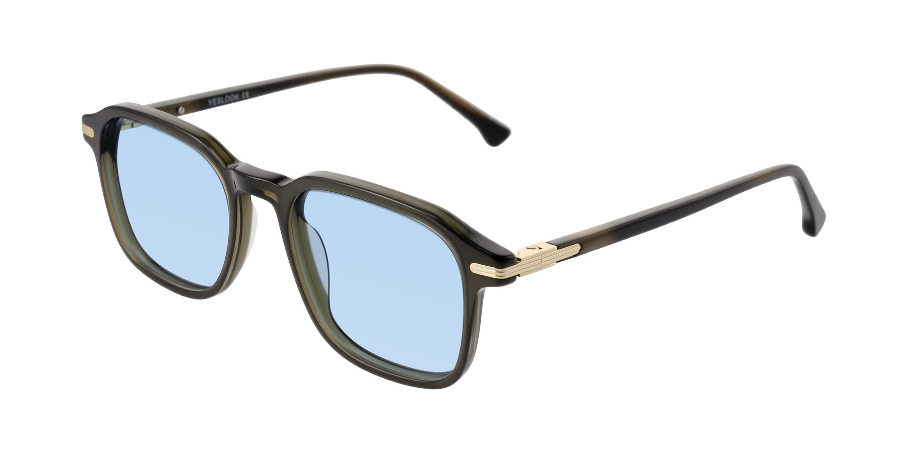 Angle of Tlaho in Dark Green with Light Blue Tinted Lenses