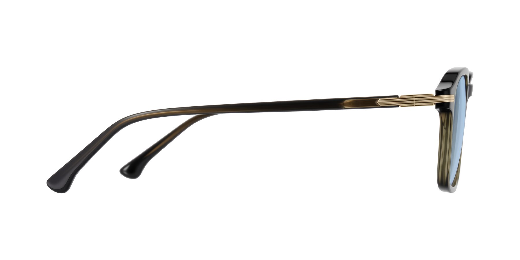 Side of Tlaho in Dark Green with Light Blue Tinted Lenses