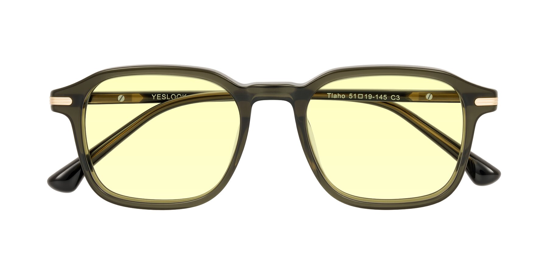 Folded Front of Tlaho in Dark Green with Light Yellow Tinted Lenses