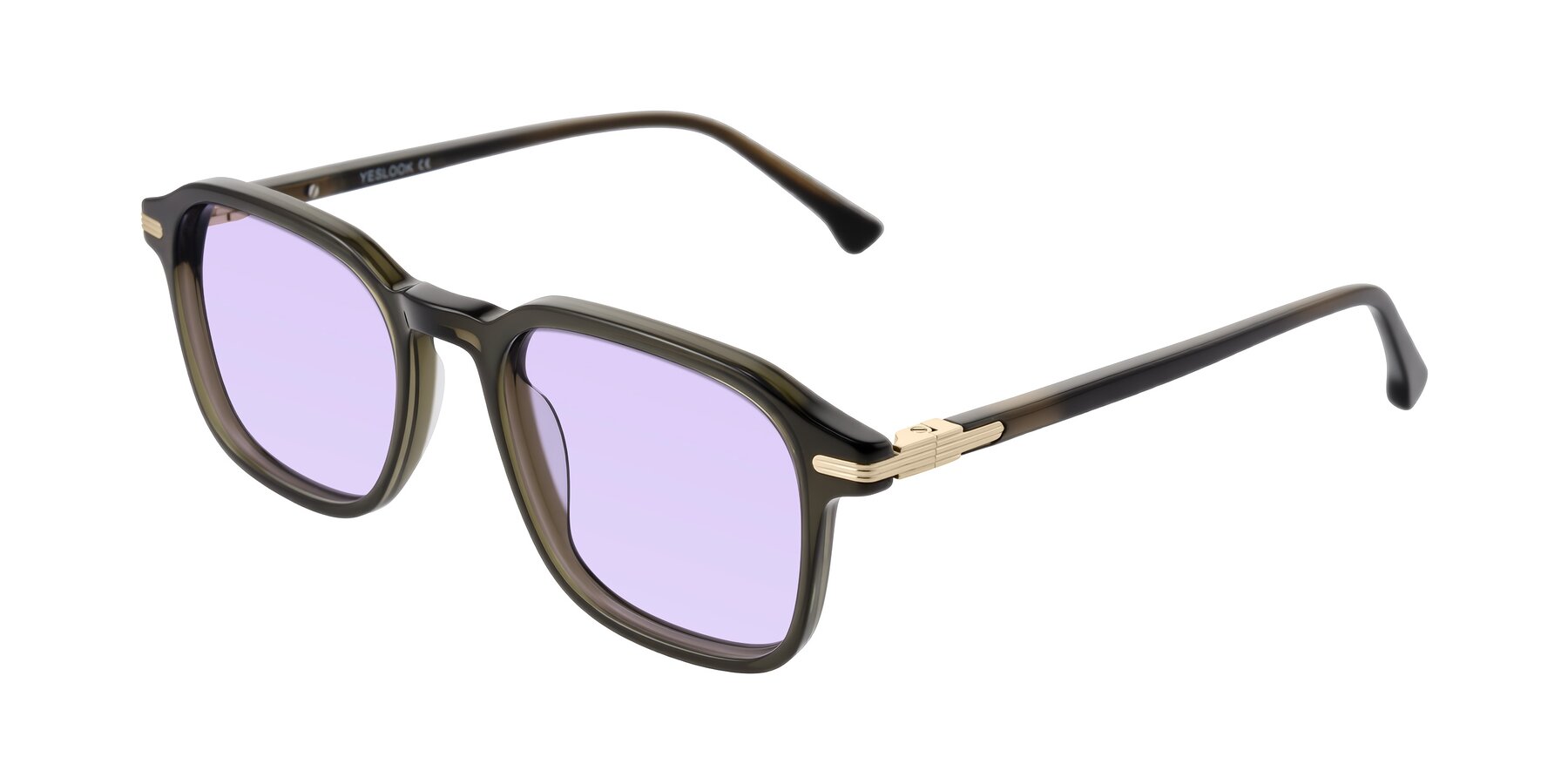 Angle of Tlaho in Dark Green with Light Purple Tinted Lenses