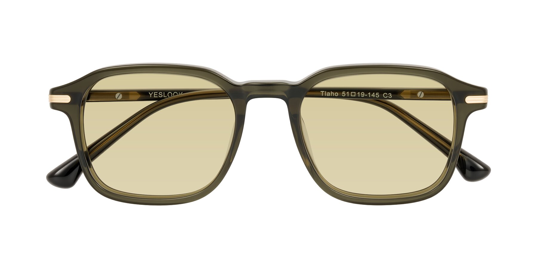 Folded Front of Tlaho in Dark Green with Light Champagne Tinted Lenses