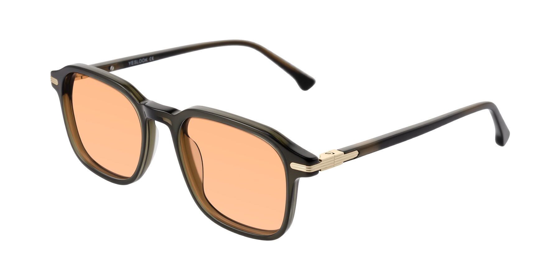 Angle of Tlaho in Dark Green with Light Orange Tinted Lenses
