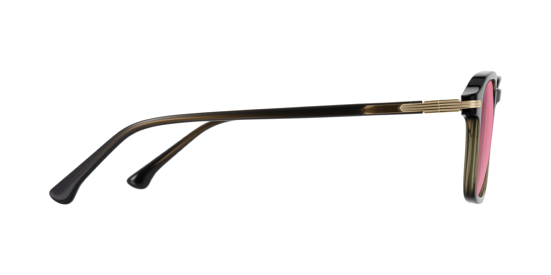 Side of Tlaho in Dark Green with Pink Tinted Lenses