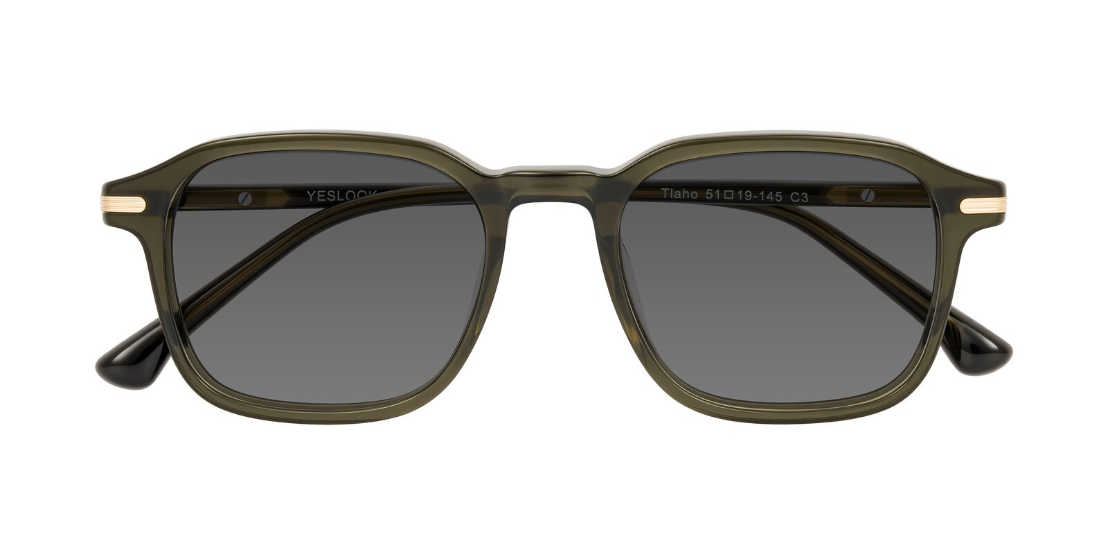 Dark Green Spring Hinges Acetate Square Tinted Sunglasses with Medium ...