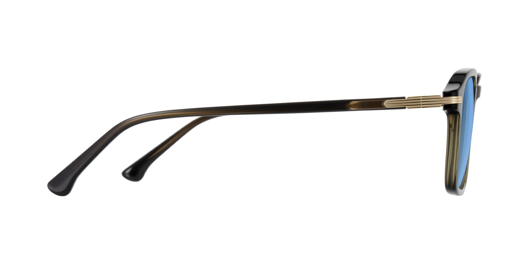 Side of Tlaho in Dark Green with Medium Blue Tinted Lenses