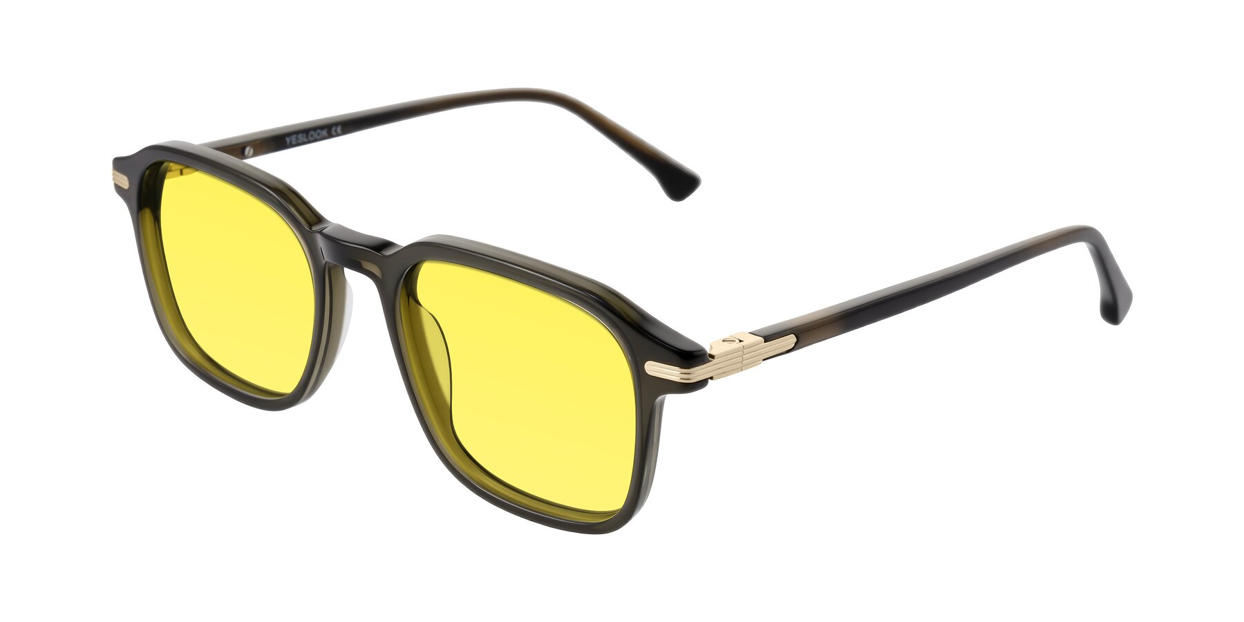 Angle of Tlaho in Dark Green with Medium Yellow Tinted Lenses