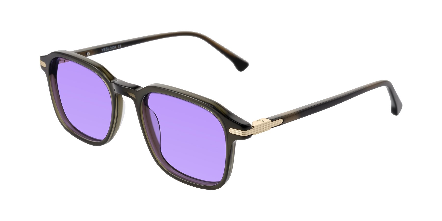 Angle of Tlaho in Dark Green with Medium Purple Tinted Lenses
