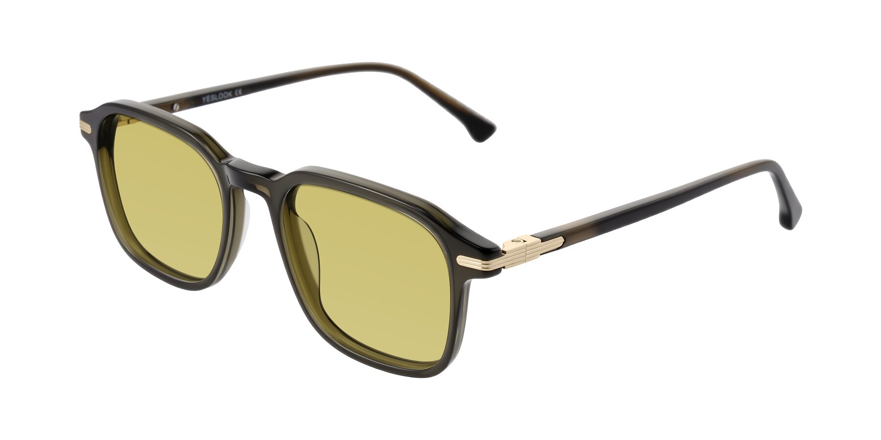 Angle of Tlaho in Dark Green with Medium Champagne Tinted Lenses