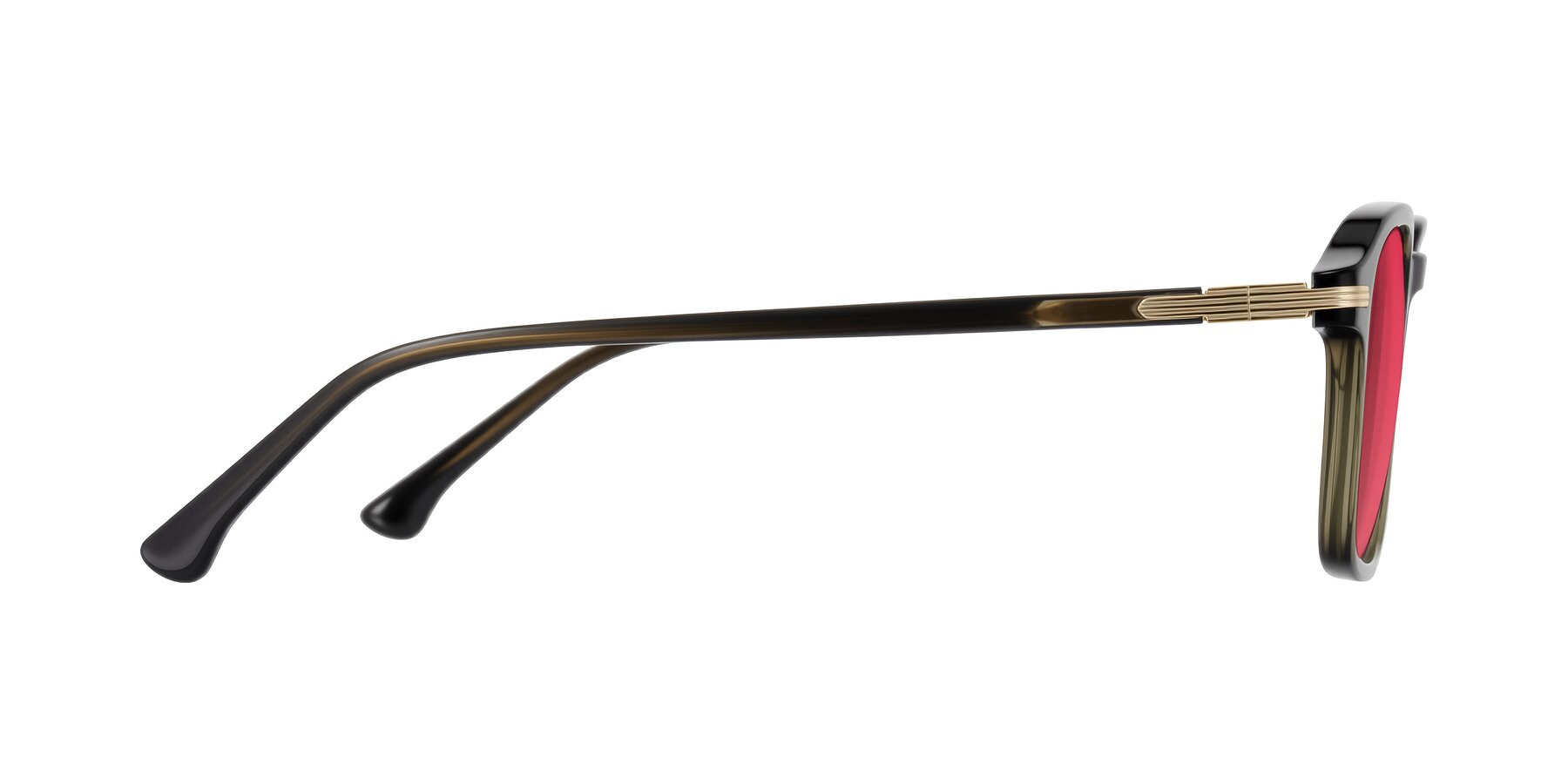 Side of Tlaho in Dark Green with Red Tinted Lenses
