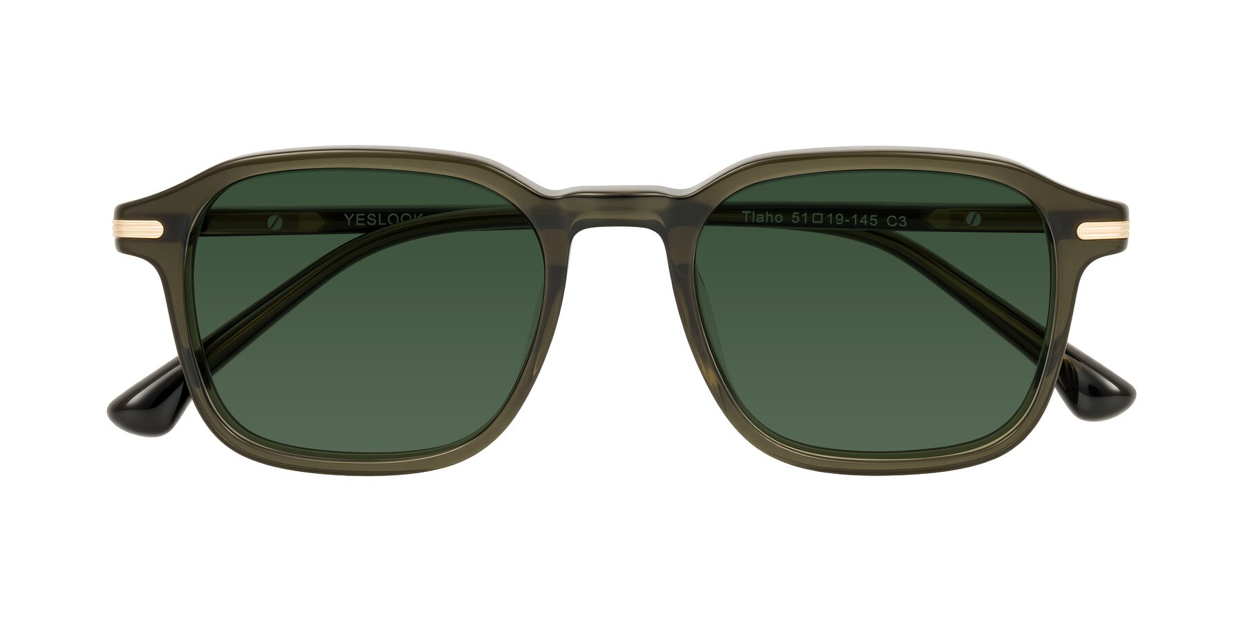 Folded Front of Tlaho in Dark Green with Green Tinted Lenses
