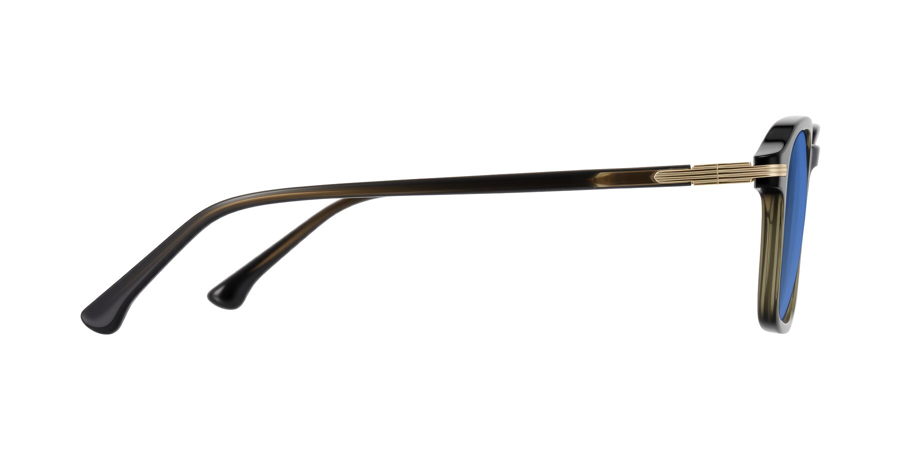 Side of Tlaho in Dark Green with Blue Tinted Lenses