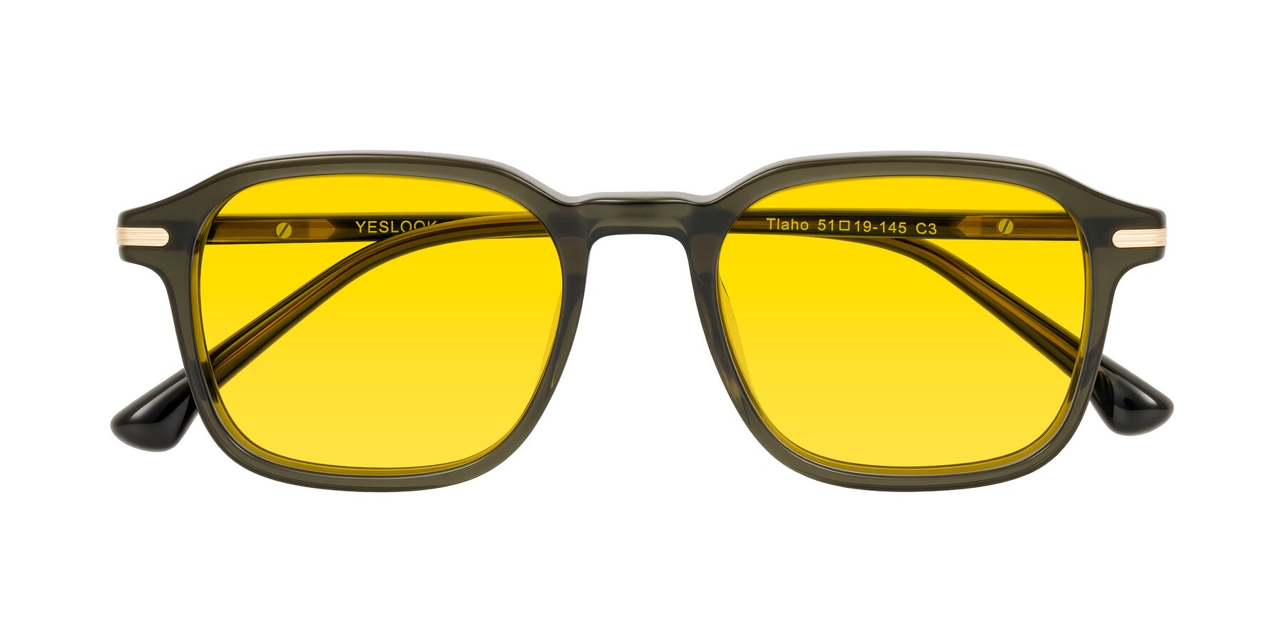 Folded Front of Tlaho in Dark Green with Yellow Tinted Lenses