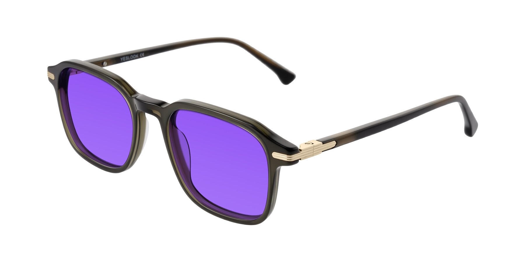 Angle of Tlaho in Dark Green with Purple Tinted Lenses