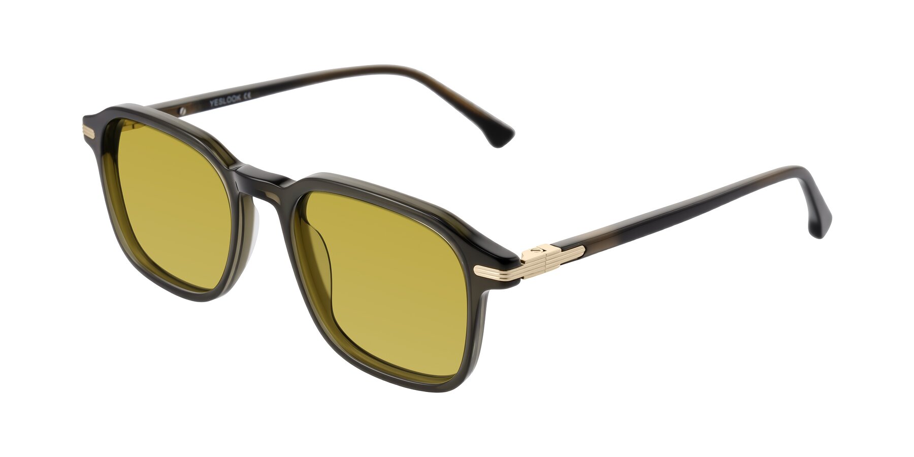 Angle of Tlaho in Dark Green with Champagne Tinted Lenses