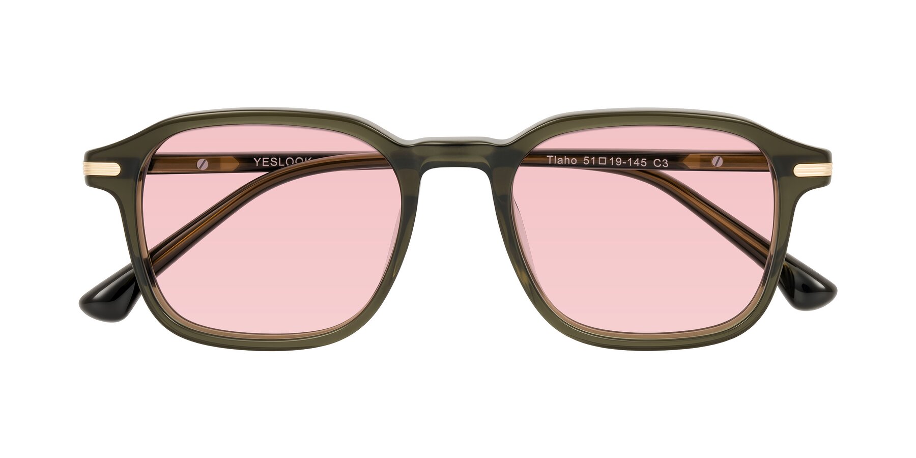 Folded Front of Tlaho in Dark Green with Light Garnet Tinted Lenses