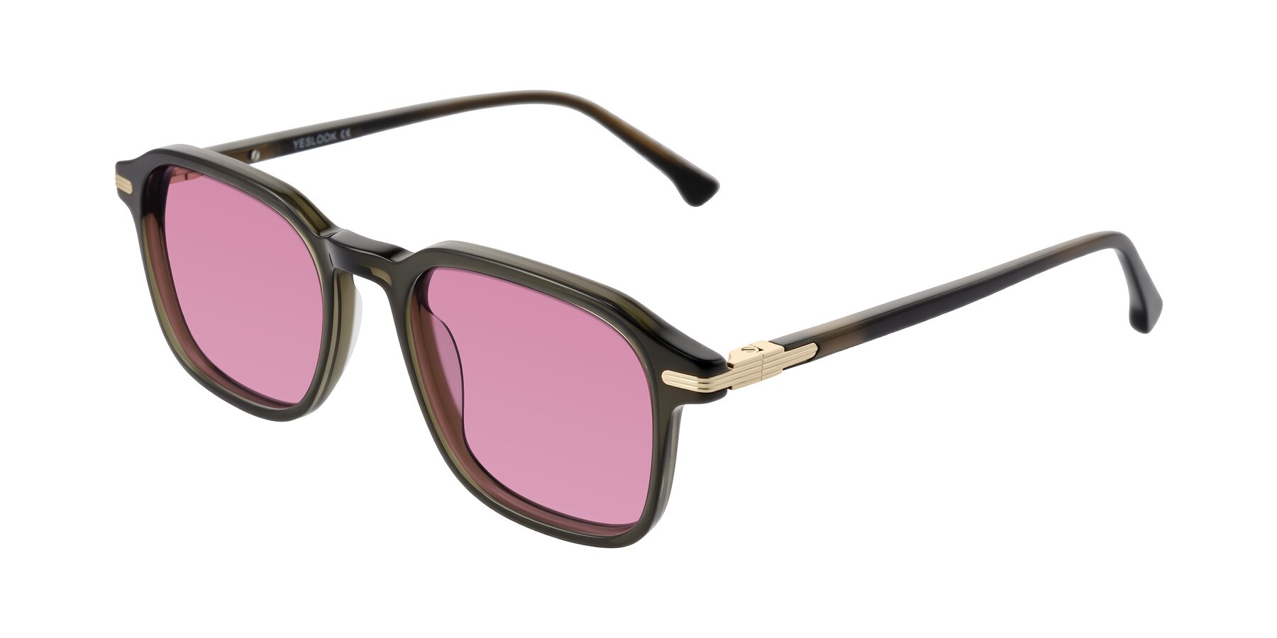Angle of Tlaho in Dark Green with Medium Wine Tinted Lenses