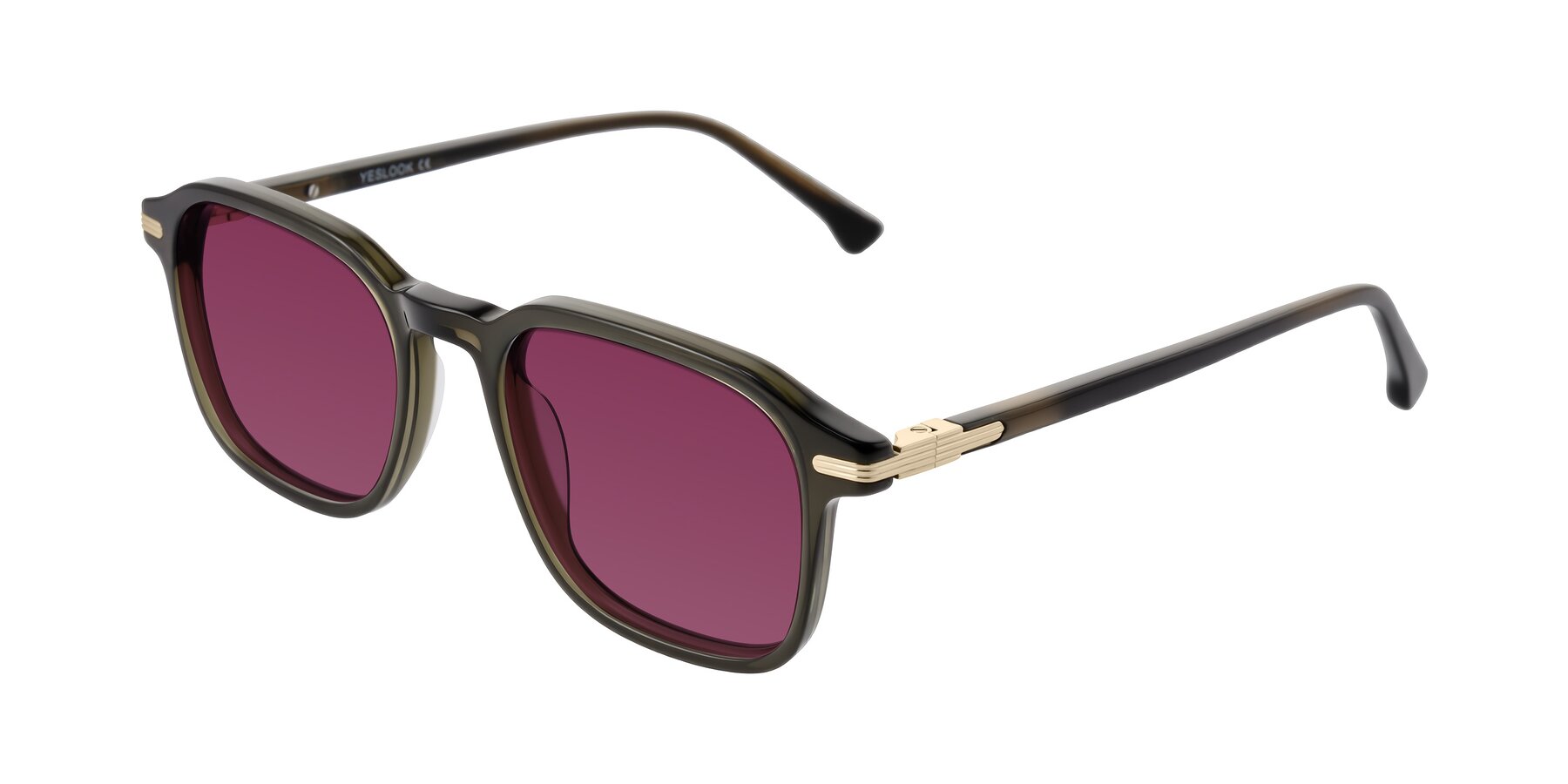 Angle of Tlaho in Dark Green with Wine Tinted Lenses