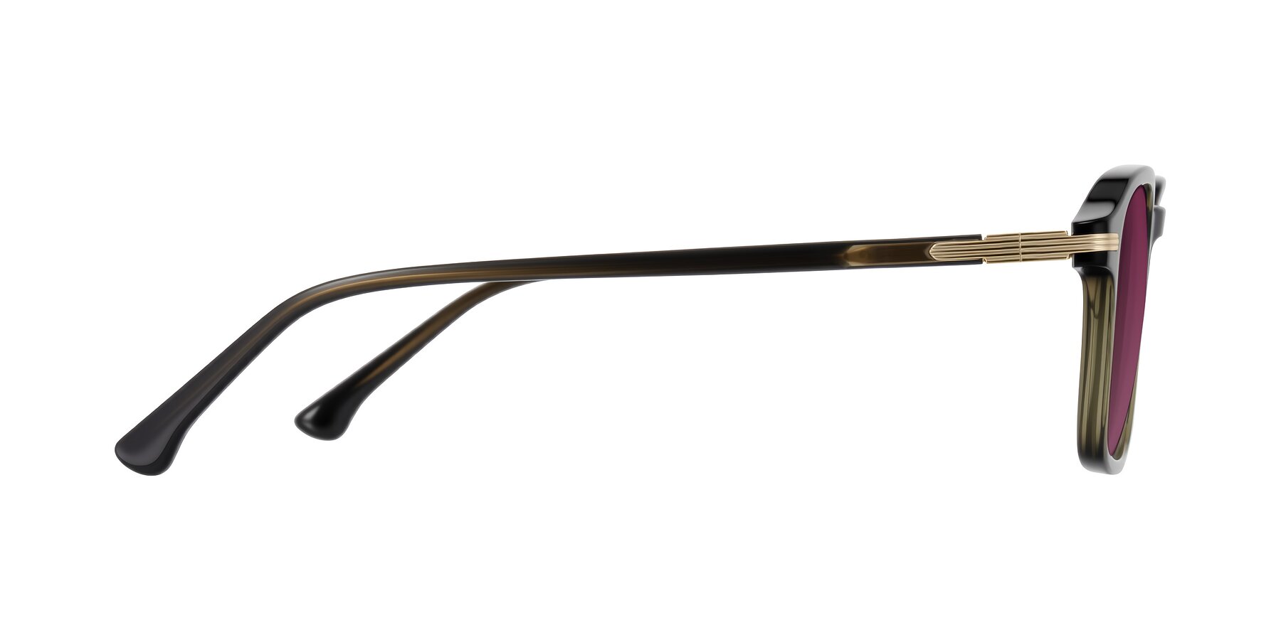 Side of Tlaho in Dark Green with Wine Tinted Lenses